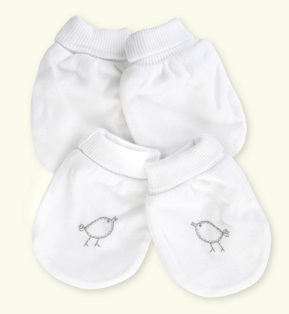 2 Pack Pure Cotton Assorted Mittens Image 1 of 1
