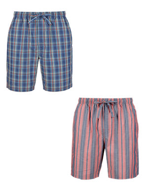 2 Pack Pure Cotton Assorted Pyjama Shorts Image 2 of 4