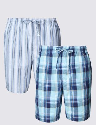 2 Pack Pure Cotton Assorted Pyjama Shorts Image 2 of 5