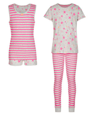 2 Pack Pure Cotton Assorted Pyjamas (5-14 Years) Image 2 of 5