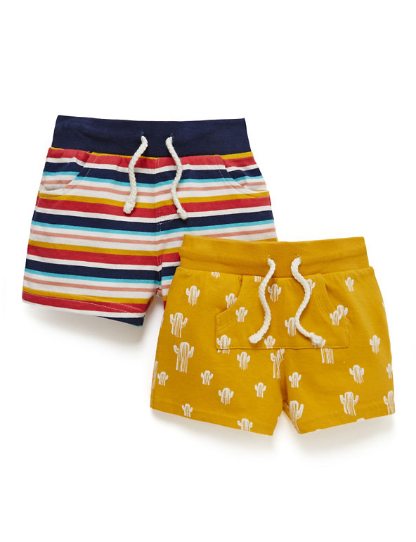 2 Pack Pure Cotton Assorted Shorts Image 1 of 2