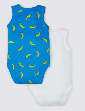 2 Pack Pure Cotton Banana Print Bodysuits Image 2 of 4