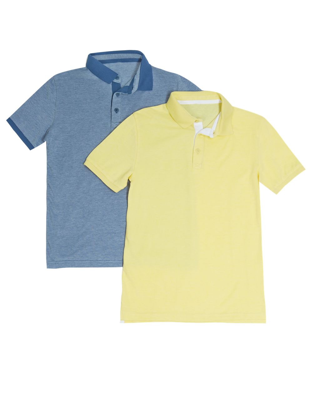 2 Pack Pure Cotton Birdseye Polo Shirts (5-14 Years) 1 of 5
