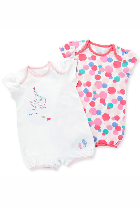 2 Pack Pure Cotton Boat & Spotted All-in-Ones Image 1 of 1