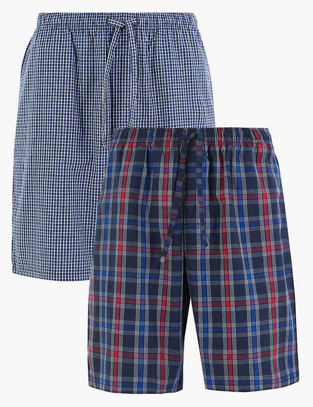 2 Pack Mens Lounge Wear Shorts Nightwear Super Soft Comfy Cotton Pyjama Bottoms