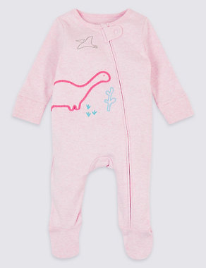 2 Pack Pure Cotton Dinosaurs Sleepsuits Image 2 of 7