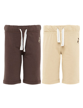 2 Pack Pure Cotton Drawstring Shorts with StayNEW™ Image 2 of 4