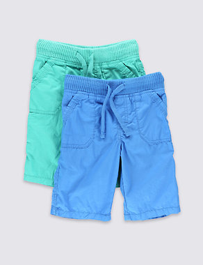 2 Pack Pure Cotton Flight Cloth Shorts (1-7 Years) Image 2 of 6