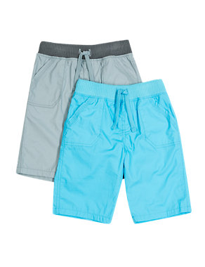 2 Pack Pure Cotton Flightcloth Shorts (1-7 Years) Image 2 of 5