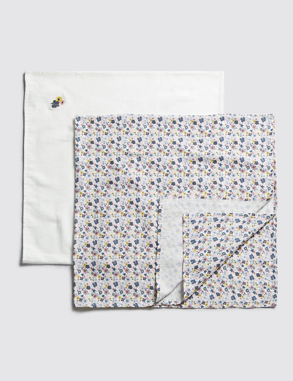 2 Pack Pure Cotton Floral Muslins Image 1 of 1