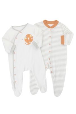 2 Pack Pure Cotton Jungle Animal & Striped Sleepsuits Image 1 of 1