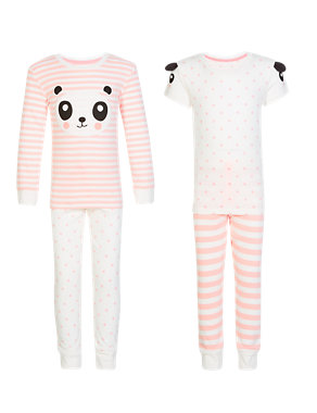 2 Pack Pure Cotton Panda Pyjamas (1-7 Years) Image 2 of 4