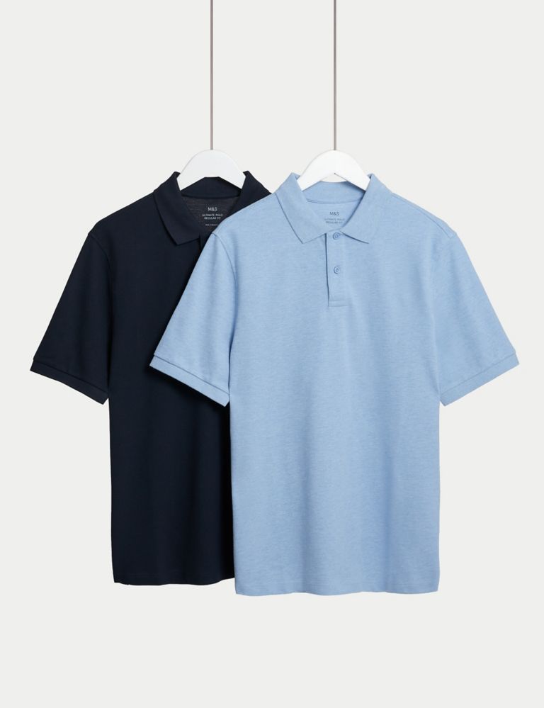 2 Pack Pure Cotton Polo Shirts 1 of 5