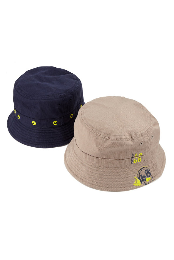2 Pack Pure Cotton Pull On Sun Hats Image 1 of 1