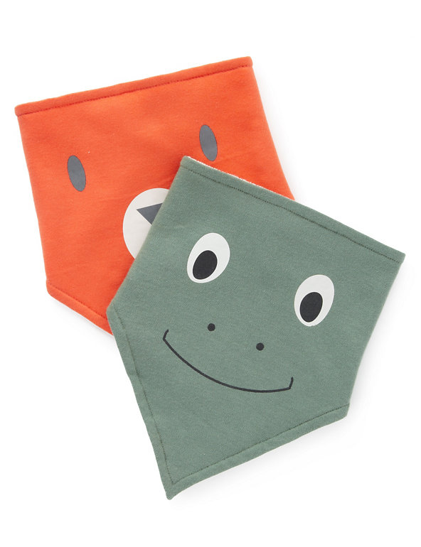 2 Pack Pure Cotton Road Trip Face Dribble Bibs Image 1 of 1