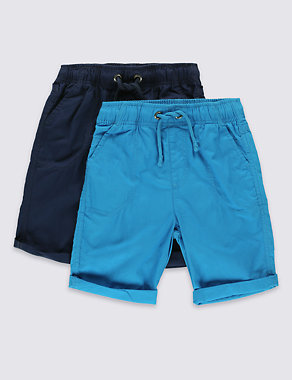2 Pack Pure Cotton Shorts (3-14 Years) Image 2 of 5