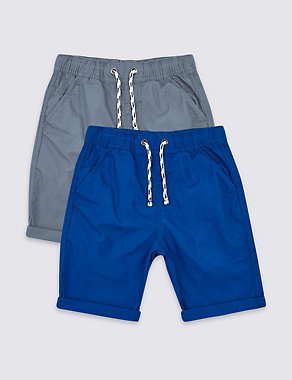 2 Pack Pure Cotton Shorts (3-16 Years) Image 2 of 6