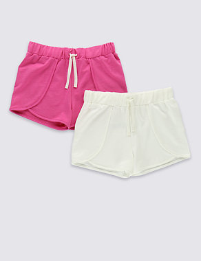 2 Pack Pure Cotton Shorts (5-14 Years) Image 2 of 6