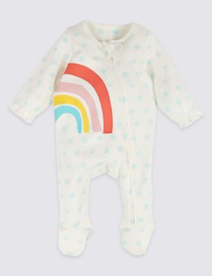 2 Pack Pure Cotton Sleepsuits Image 2 of 6