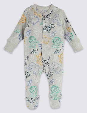 2 Pack Pure Cotton Sleepsuits Image 2 of 6