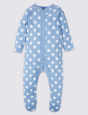 2 Pack Pure Cotton Sleepsuits Image 2 of 8