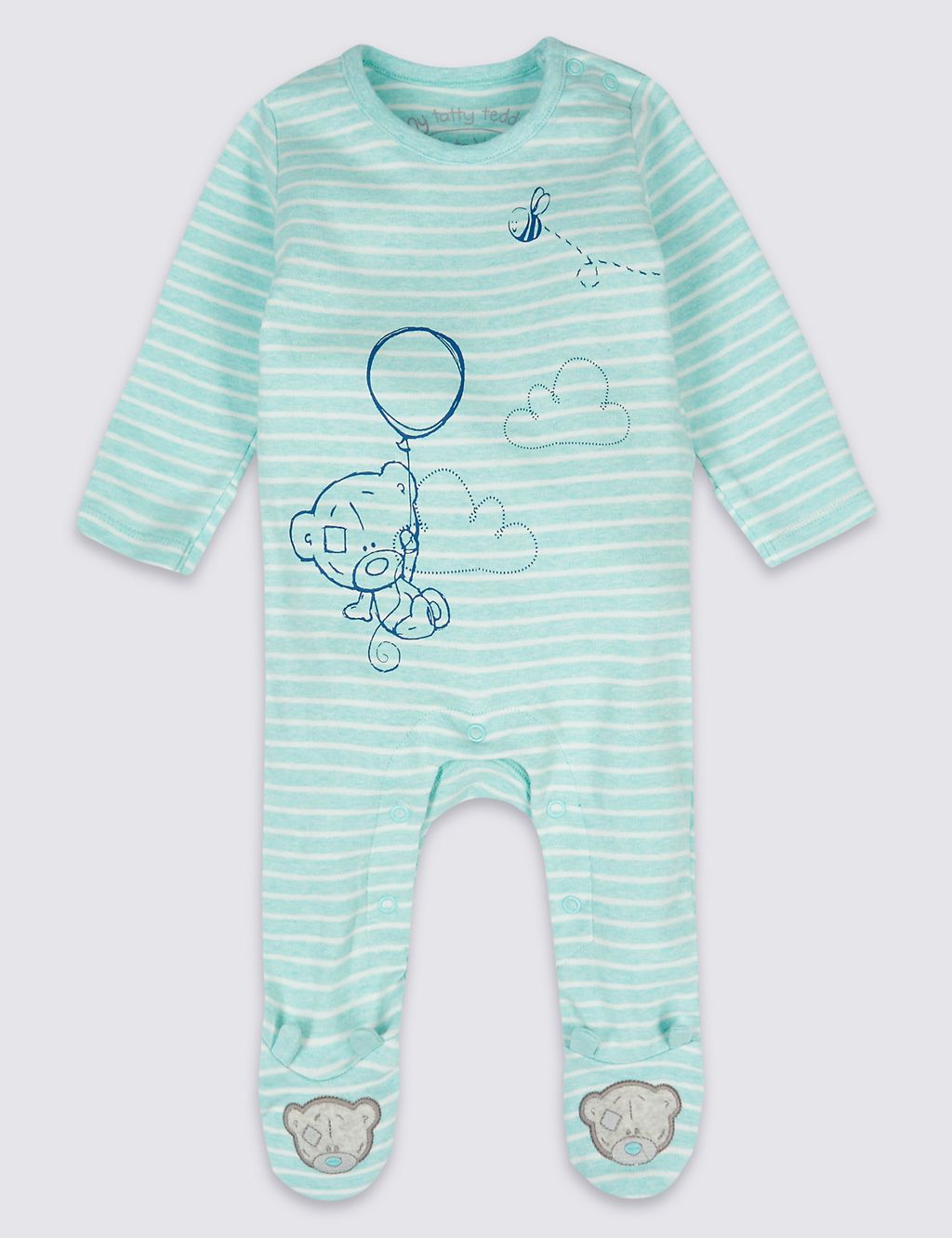 2 Pack Pure Cotton Sleepsuits 1 of 6