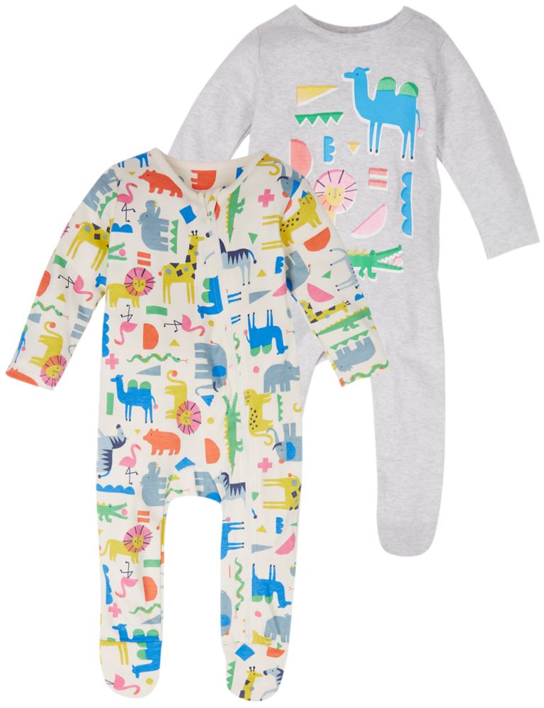 2 Pack Pure Cotton Sleepsuits 10 of 10