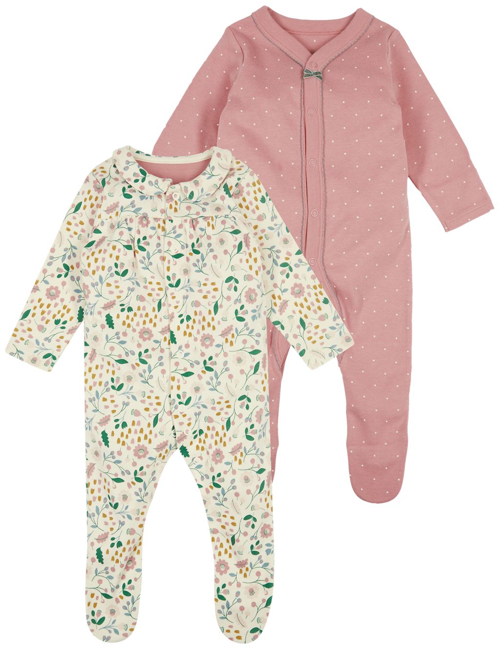 2 Pack Pure Cotton Sleepsuits 6 of 8