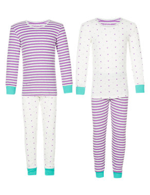 2 Pack Pure Cotton Star & Striped Pyjamas (1-7 Years) Image 2 of 4