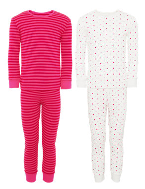2 Pack Pure Cotton Star & Striped Pyjamas Image 2 of 4