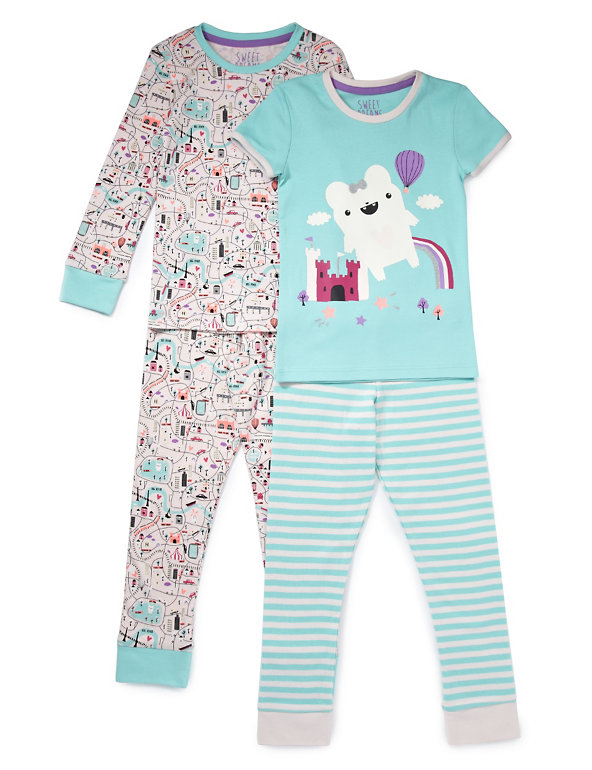 2 Pack Pure Cotton Stay Soft Assorted Pyjamas (1-7 Years) Image 1 of 2