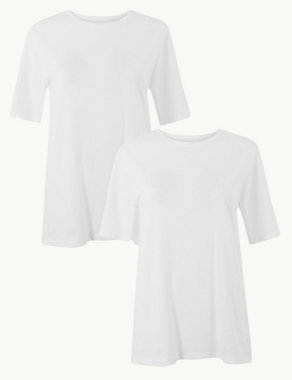 2 Pack Pure Cotton Straight Fit T-Shirts Image 2 of 4