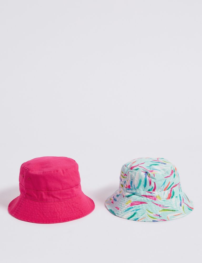 2 Pack Pure Cotton Summer Hats (3-14 Years) 1 of 2