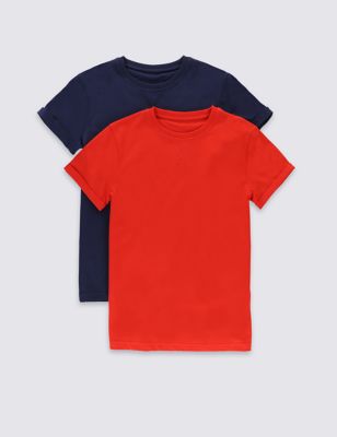 2 Pack Pure Cotton T-Shirts (5-14 Years) Image 2 of 6