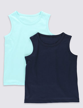 2 Pack Pure Cotton Vests (1-7 Years) Image 2 of 6