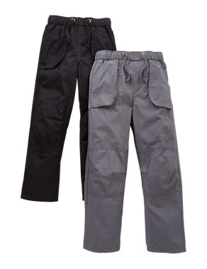 2 Pack Pure Cotton Woven Trousers (5-14 Years) Image 2 of 4