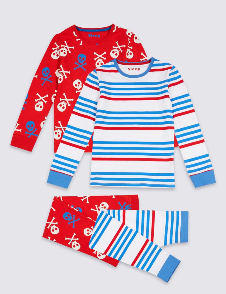 2 Pack Pyjamas with Stretch (3-16 Years) 2 of 4