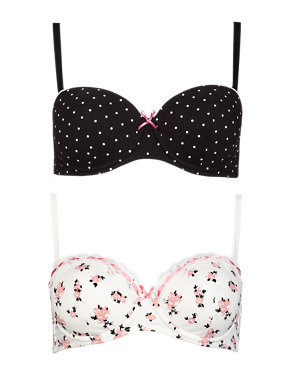 2 Pack Rose & Spotted Balcony A-DD Bras Image 2 of 4