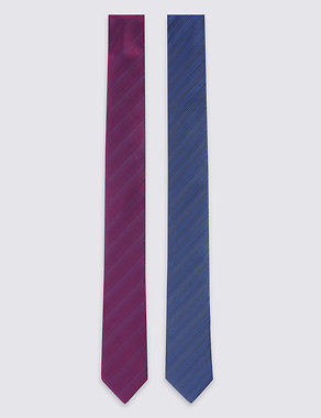 2 Pack Semi Textured Skinny Fit Tie Image 2 of 5