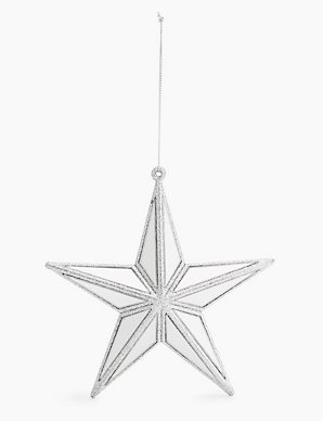2 Pack Silver Mirror Star Tree Decorations M S