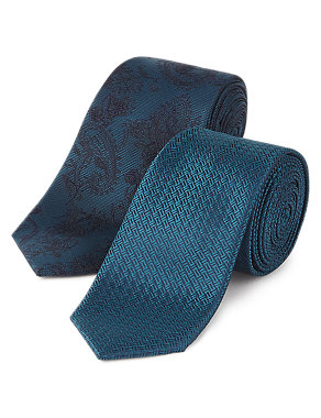 2 Pack Skinny Fit Assorted Neat Ties Image 2 of 4