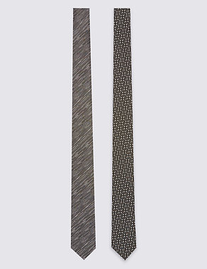 2 Pack Skinny Fit Geometric Tie Image 2 of 6