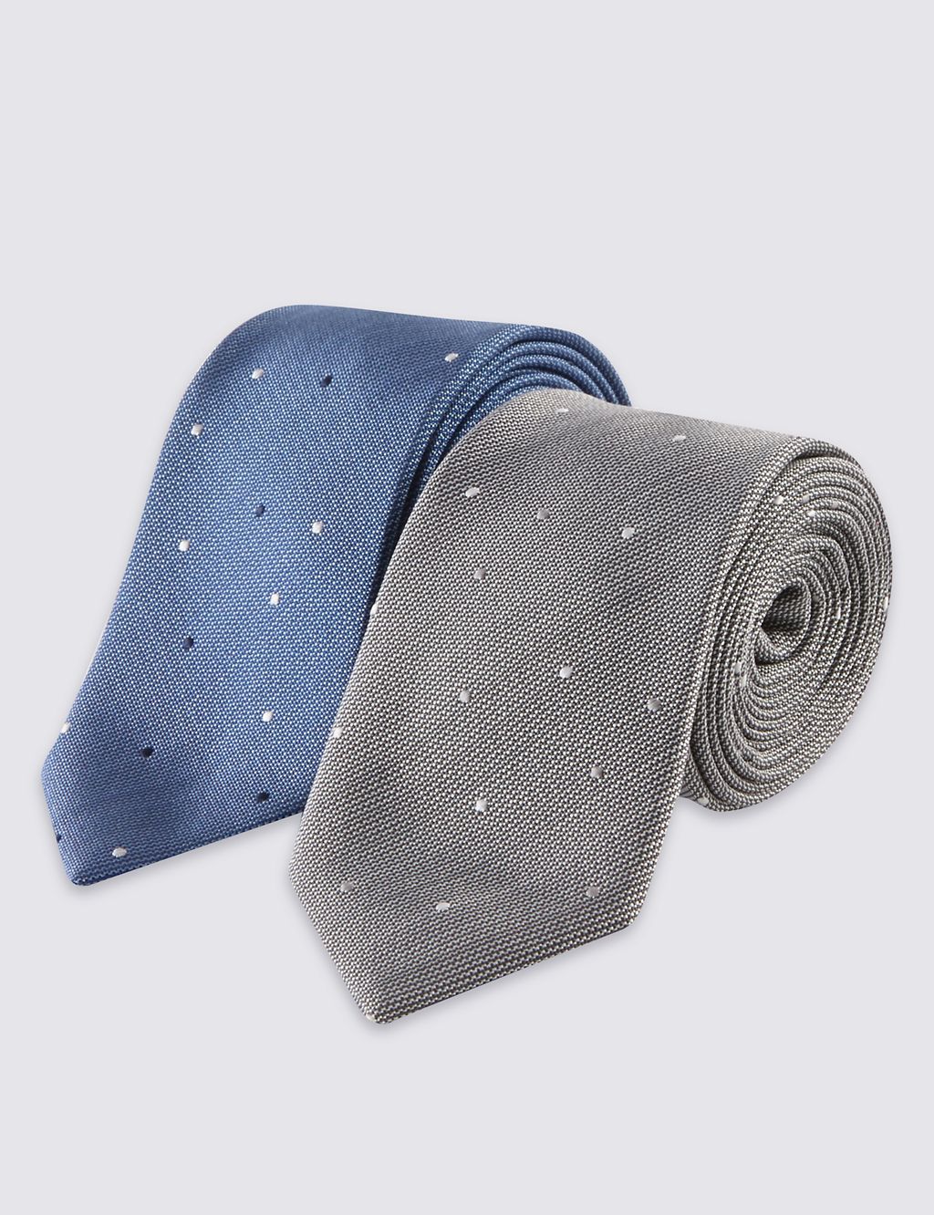 2 Pack Skinny Fit Spotted Ties 1 of 4