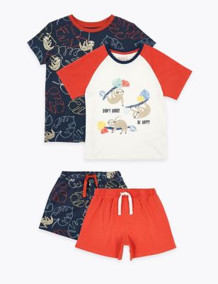 2 Pack Sloth Print Short Pyjama Sets (1-7 Yrs) | M&S