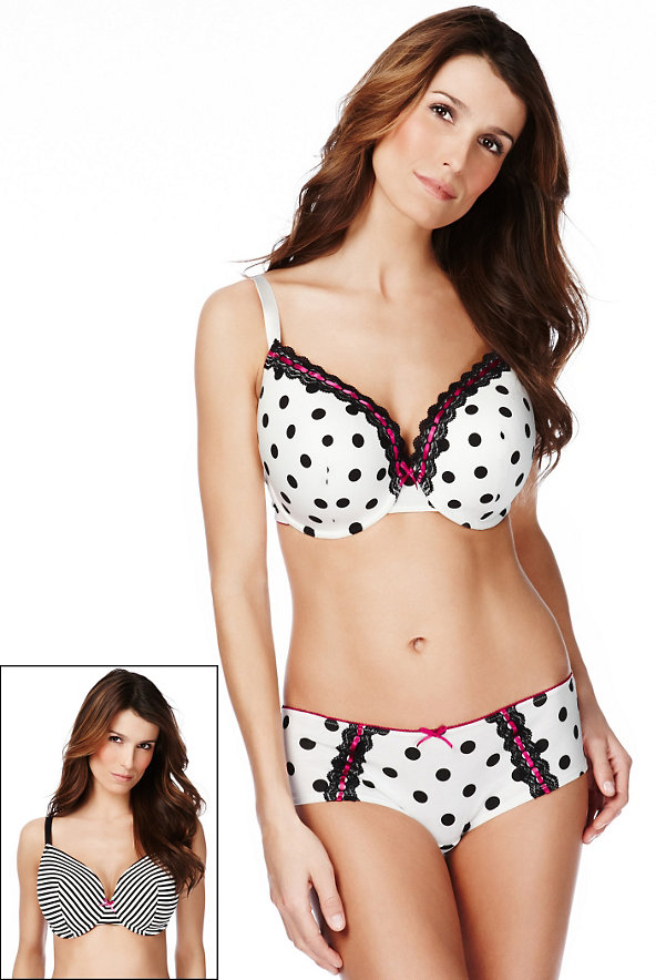 2 Pack Spotted & Striped DD-GG Bras Image 1 of 1