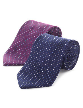 2 Pack Spotted Textured Tie Image 2 of 4