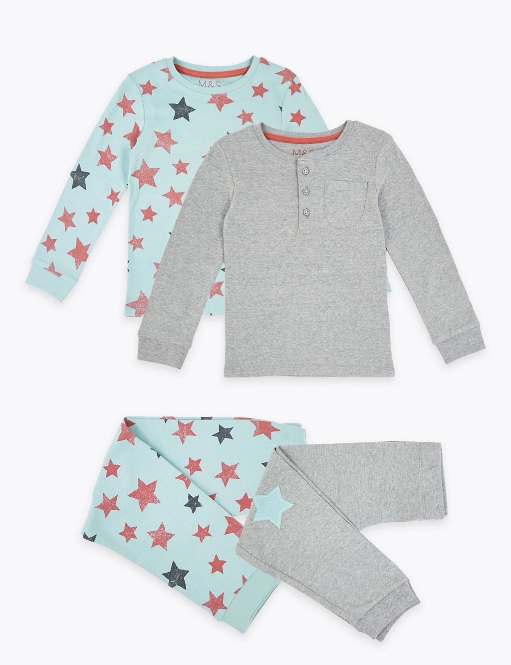 2 Pack Star Print Pyjama Sets (1-7 Years) 1 of 6