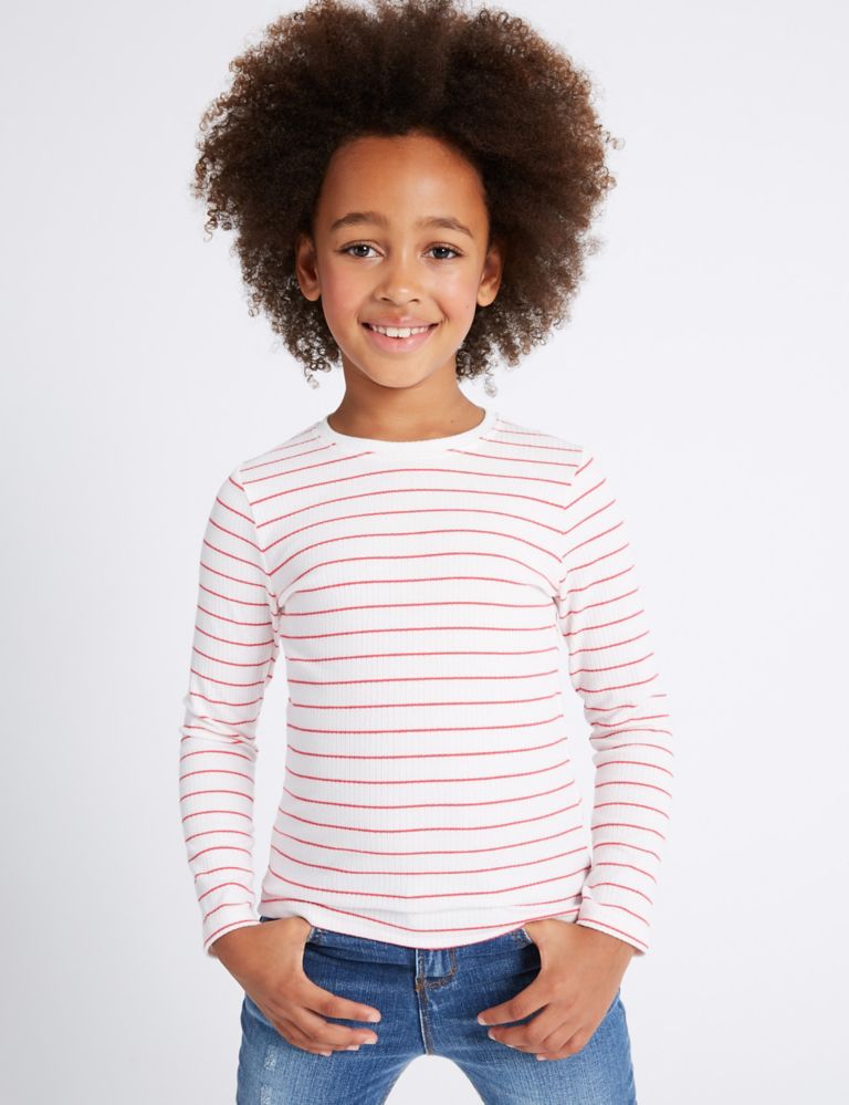 2 Pack Striped Long Sleeve Tops (3-14 Years) 1 of 6