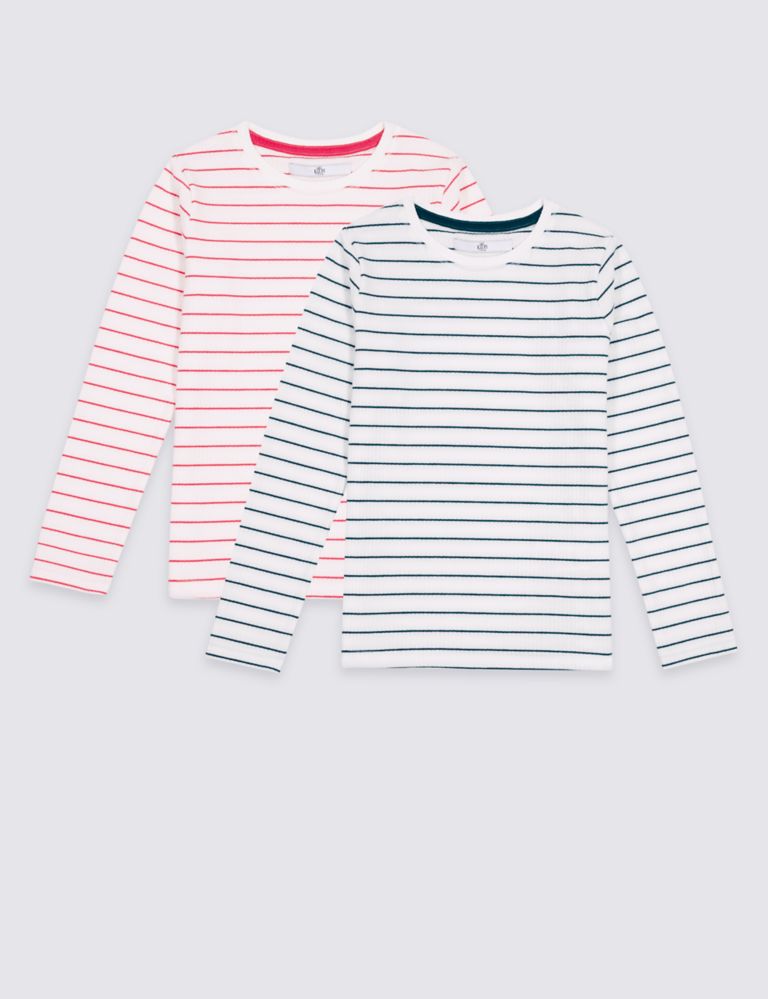 2 Pack Striped Long Sleeve Tops (3-14 Years) 2 of 6