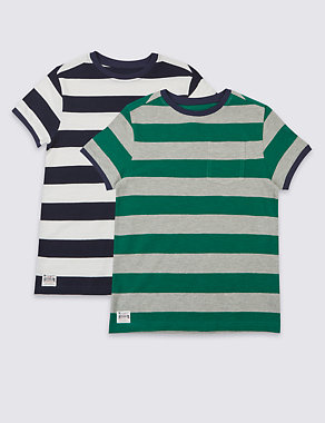 2 Pack Striped T-Shirts (3-14 Years) Image 2 of 5